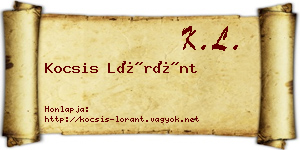 Kocsis Lóránt névjegykártya